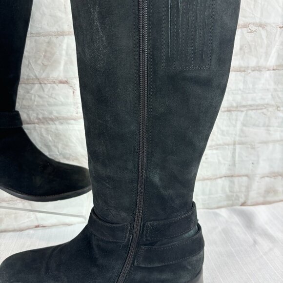 Clarks Women's 8 M Black Suede Plaza Steer Buckle Tall Riding Zip Boots - Picture 12 of 14